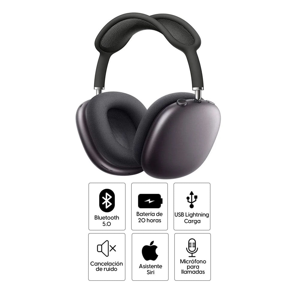 Imagen 2 del producto Audífonos con cancelación de ruido Apple Airpods Max micrófono incorporado, máx. 20 horas, control de música y llamadas, gris