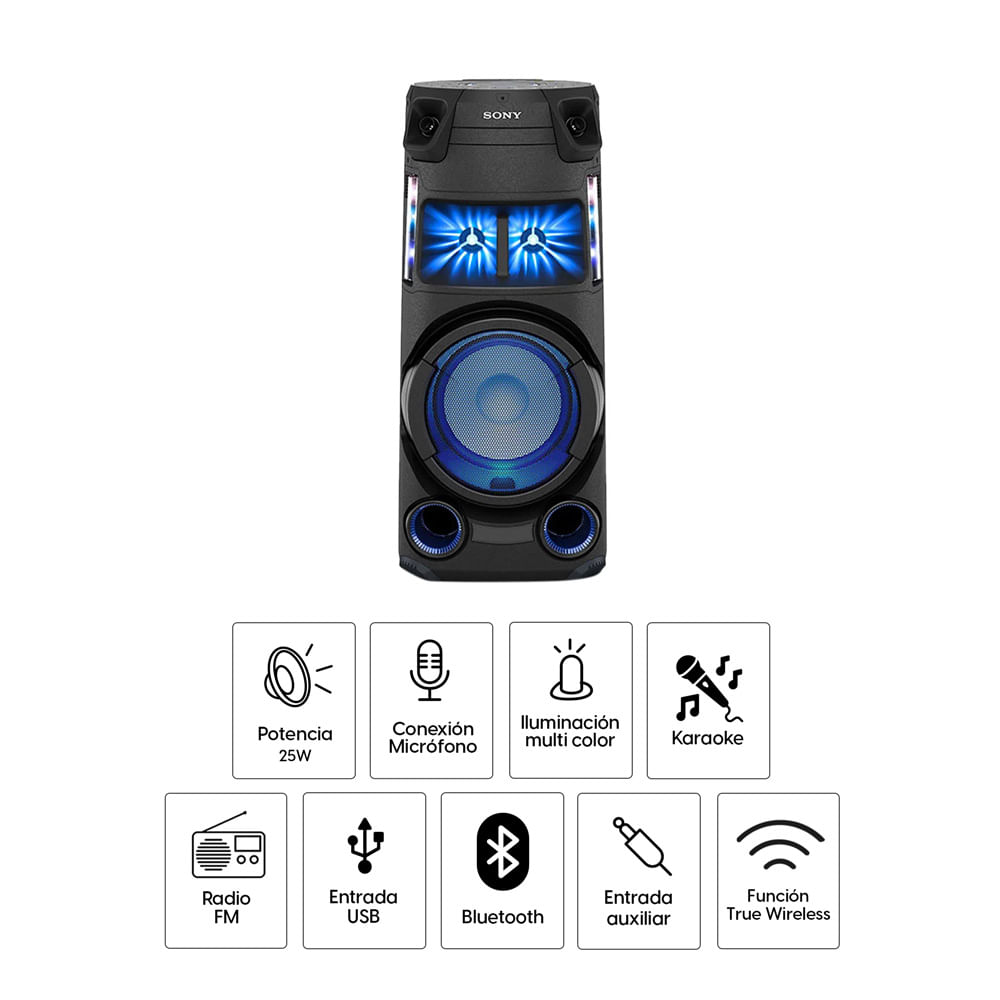 Imagen 2 del producto Parlante torre bluetooth Sony MHC-V43D luces fiesta, karaoke, FM, control remoto