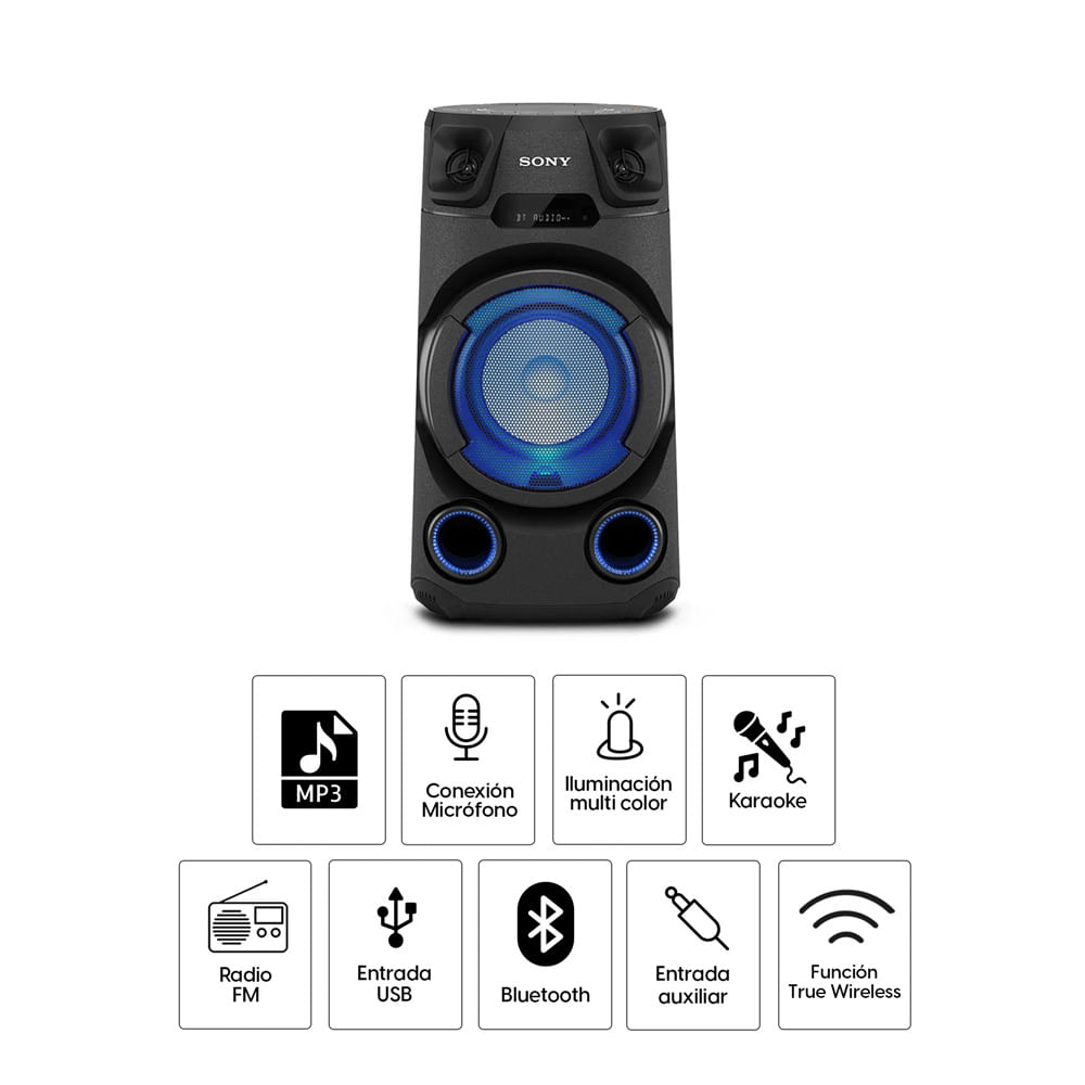 Imagen 2 del producto Parlante torre bluetooth Sony MHC-V13 luces fiesta, karaoke, FM, control remoto