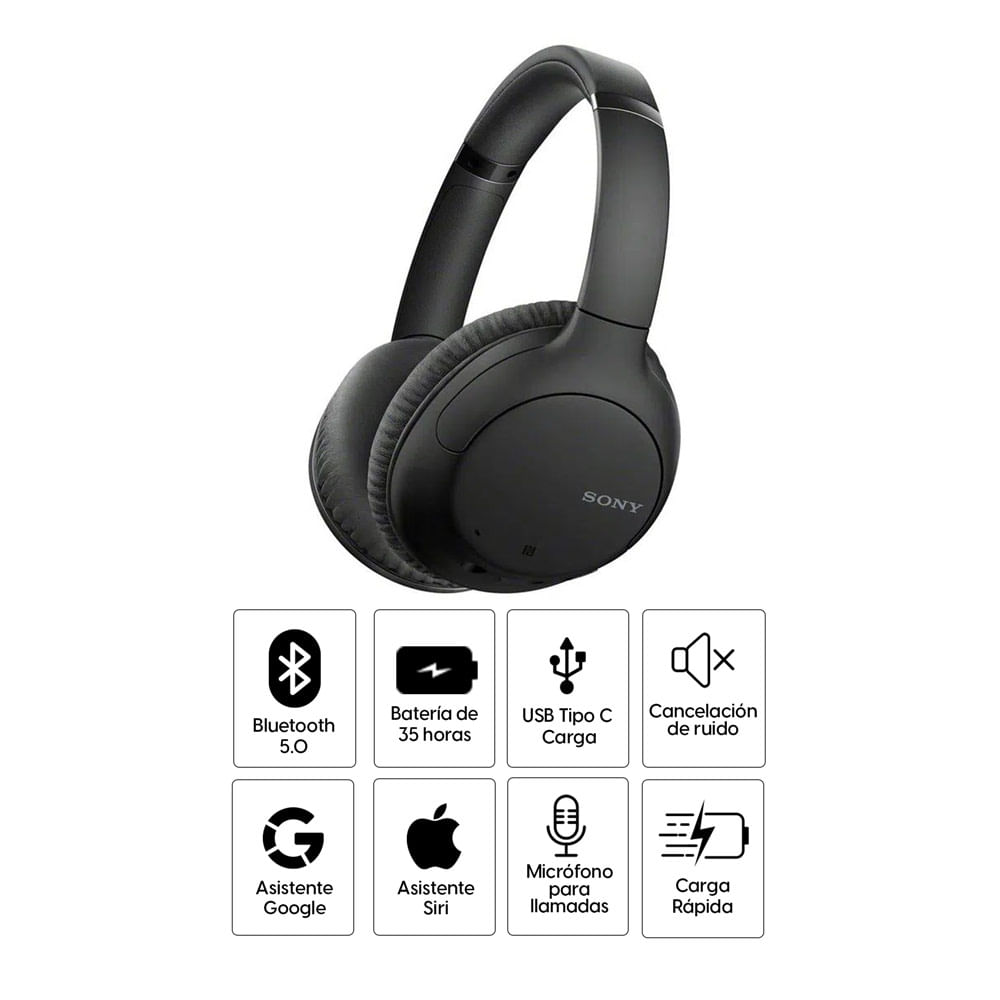 Imagen 2 del producto Audífonos con cancelación de ruido Sony WH-CH710 micrófono incorporado, máx. 35 horas, control de música y llamadas, negro