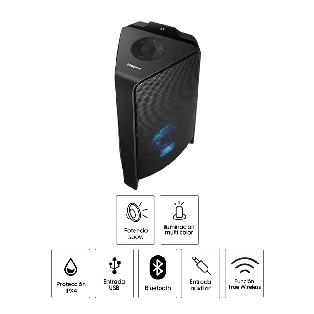 Imagen 2 del producto Parlante torre bluetooth Samsung T40 300w, bidireccional, luces led