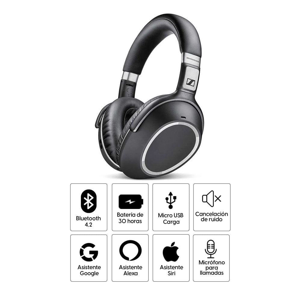 Imagen 2 del producto Audífonos con cancelación de ruido Sennheiser PXC550 micrófono incorporado, máx. 30 horas, control de música y llamadas, negro