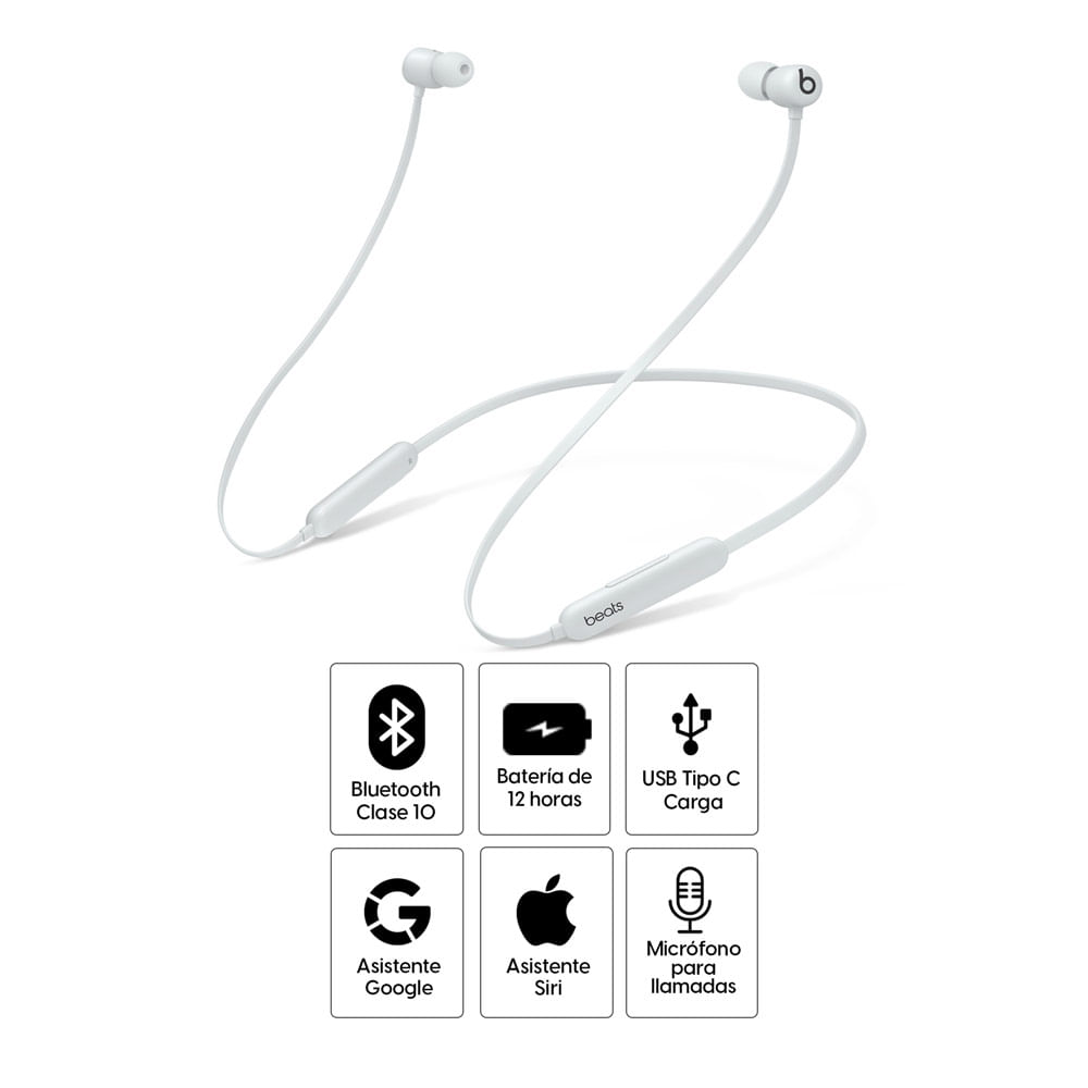 Imagen 2 del producto Audífonos bluetooth in ear Beats Flex micrófono incorporado, máx. 12 horas, control de volumen y llamadas, gris humo