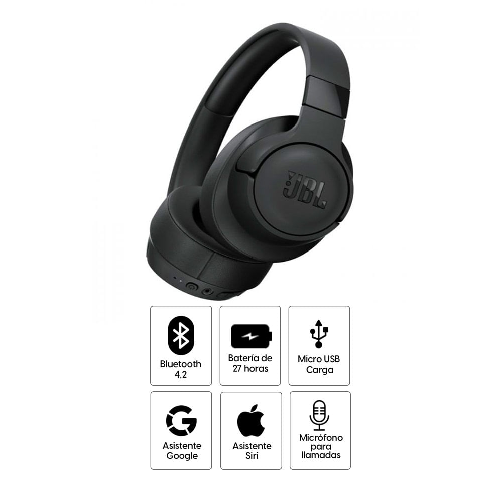 Imagen 2 del producto Audífonos bluetooth on ear JBL Tune T700 micrófono incorporado, máx. 27 horas, control de música y llamadas, negro