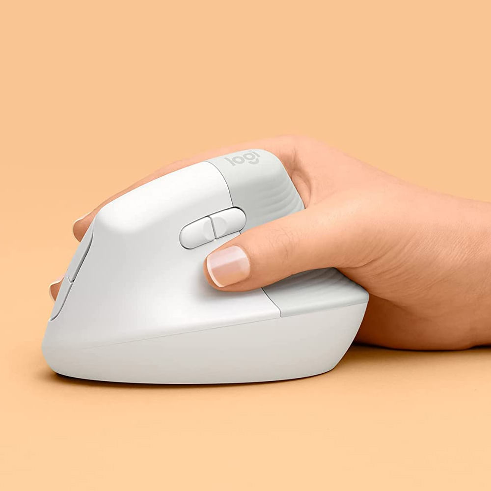 Imagen 2 del producto Mouse ergonómico inalámbrico vertical Logitech Lift bluetooth, 4000 dpi, 6 botones, usa pila, blanco