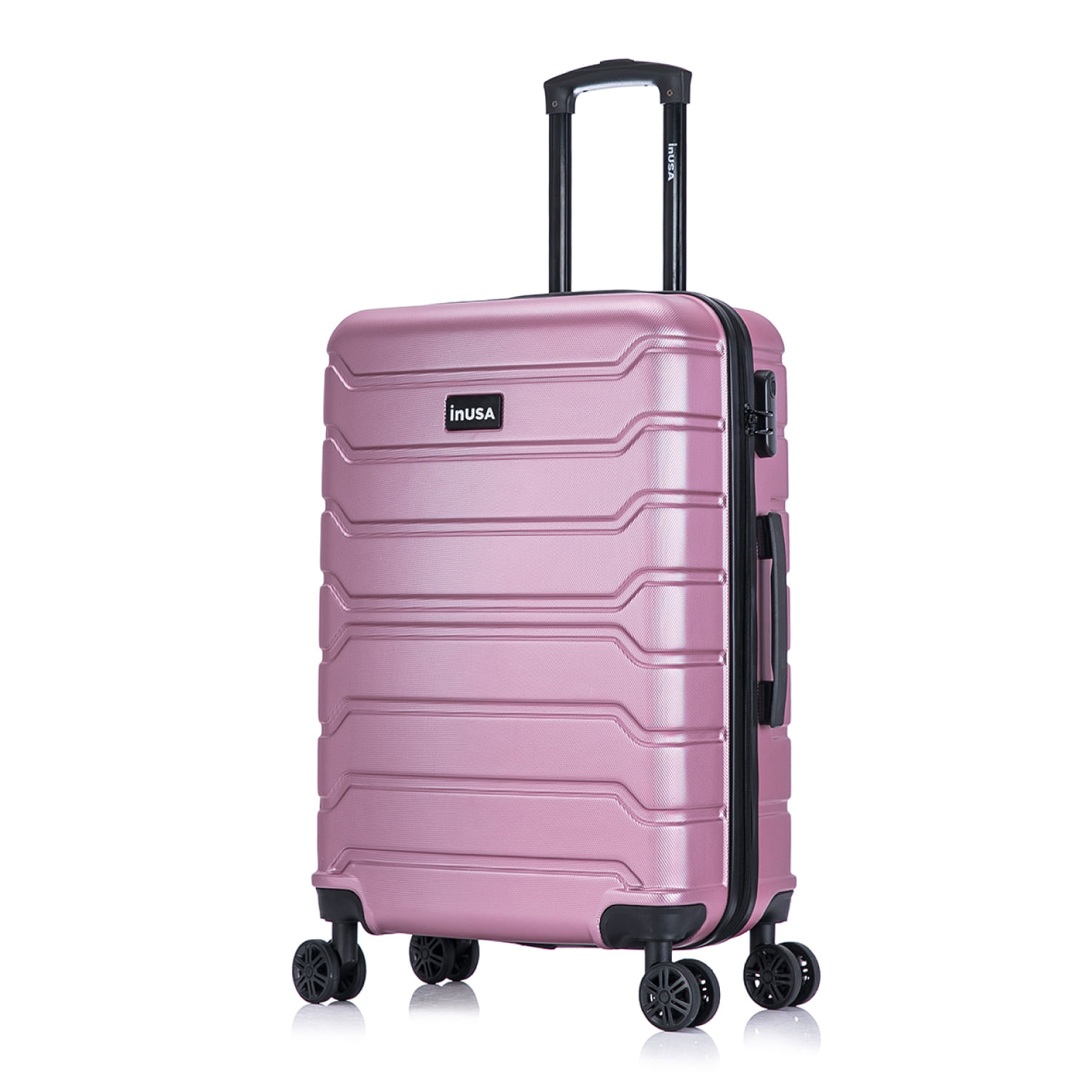 Maleta de bodega Inusa Trend 61cm, ABS resistente, 15kg, 4 ruedas 360°, cerradura combinación, ligera y elegante, rosado