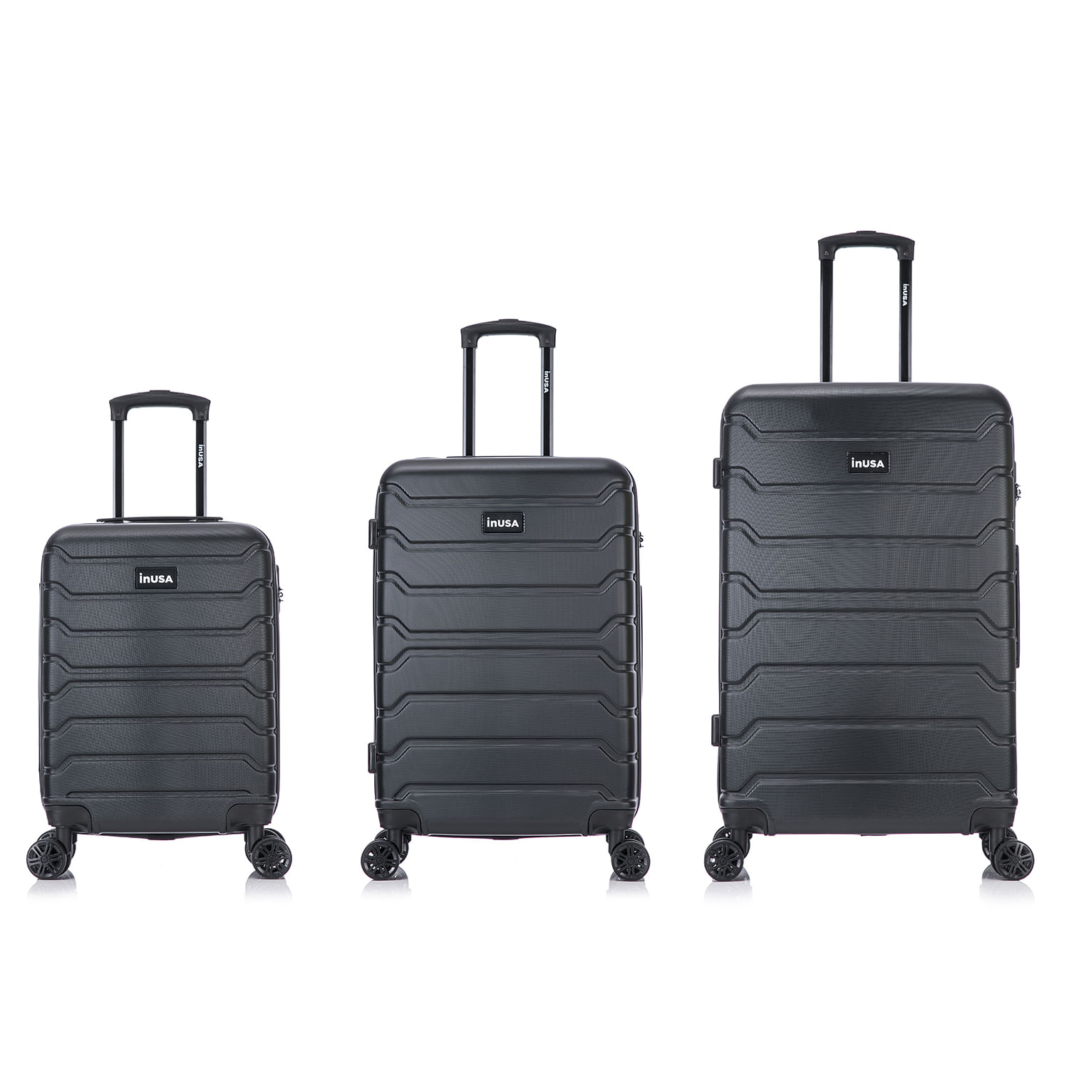 Imagen 2 del producto Set de 3 maletas de bodega Inusa Trend 51, 61 y 71 cm, capacidad máx. 10, 15 y 23 kg, 4 ruedas, cerradura de combinación, negro