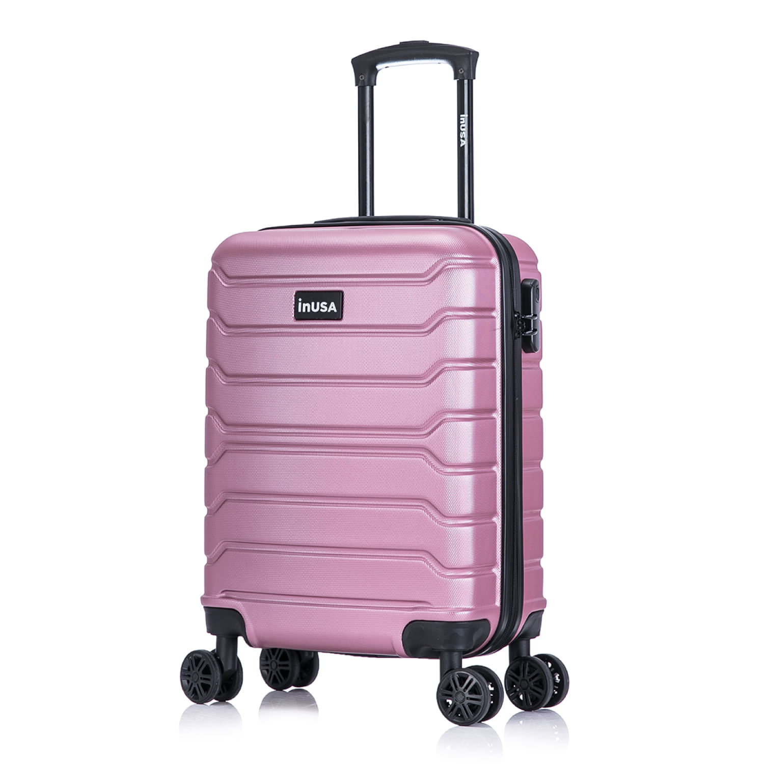 Maleta cabinera Inusa Trend 51cm, ABS resistente, 10kg, 4 ruedas 360°, cerradura combinación, liviana y funcional, rosado