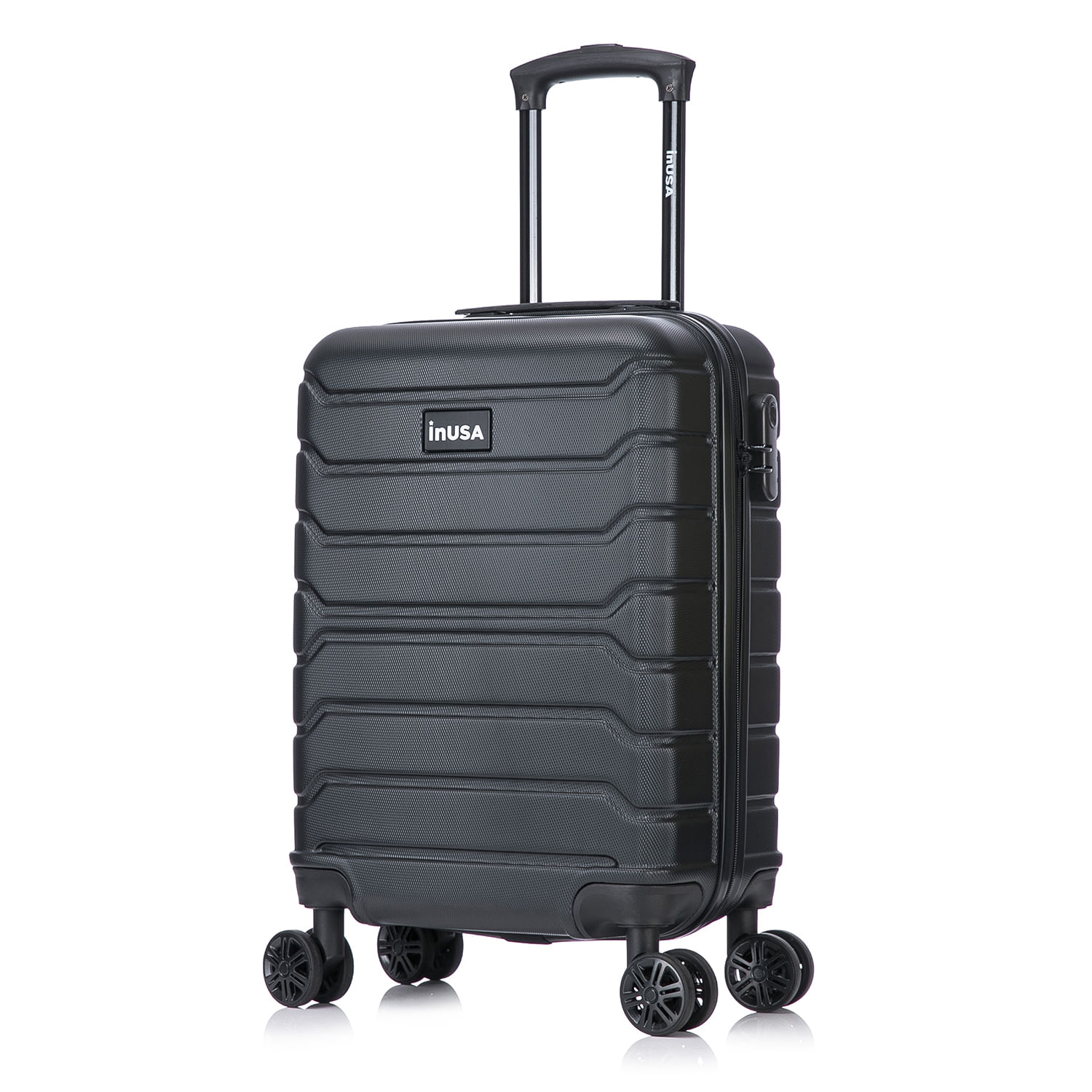 Maleta cabinera Inusa Trend 51cm, ABS resistente, 10kg, 4 ruedas 360°, cerradura combinación, ligera y elegante, negro