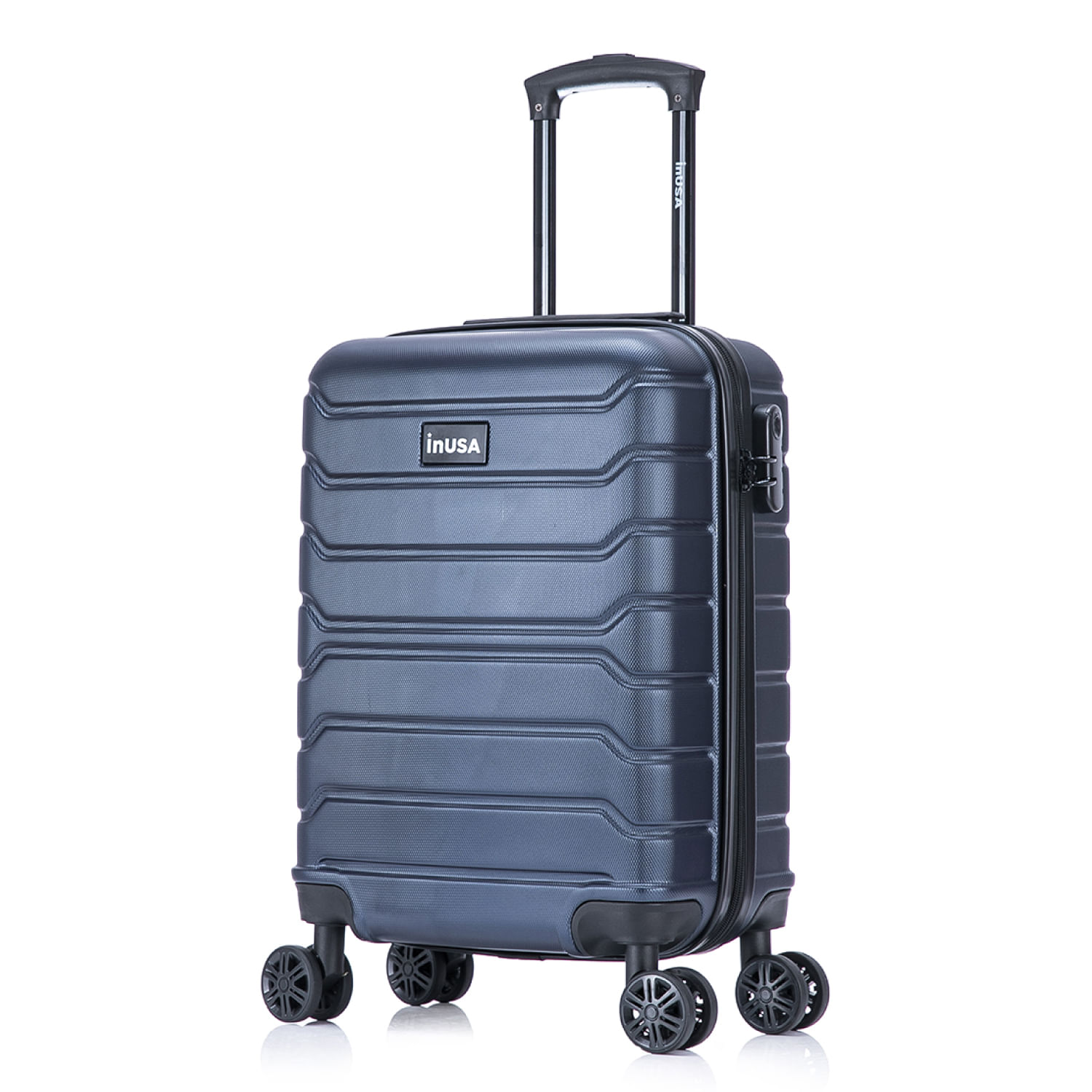 Maleta cabinera Inusa Trend 51cm, ABS resistente, 10kg, 4 ruedas 360°, cerradura combinación, ligera y elegante, azul