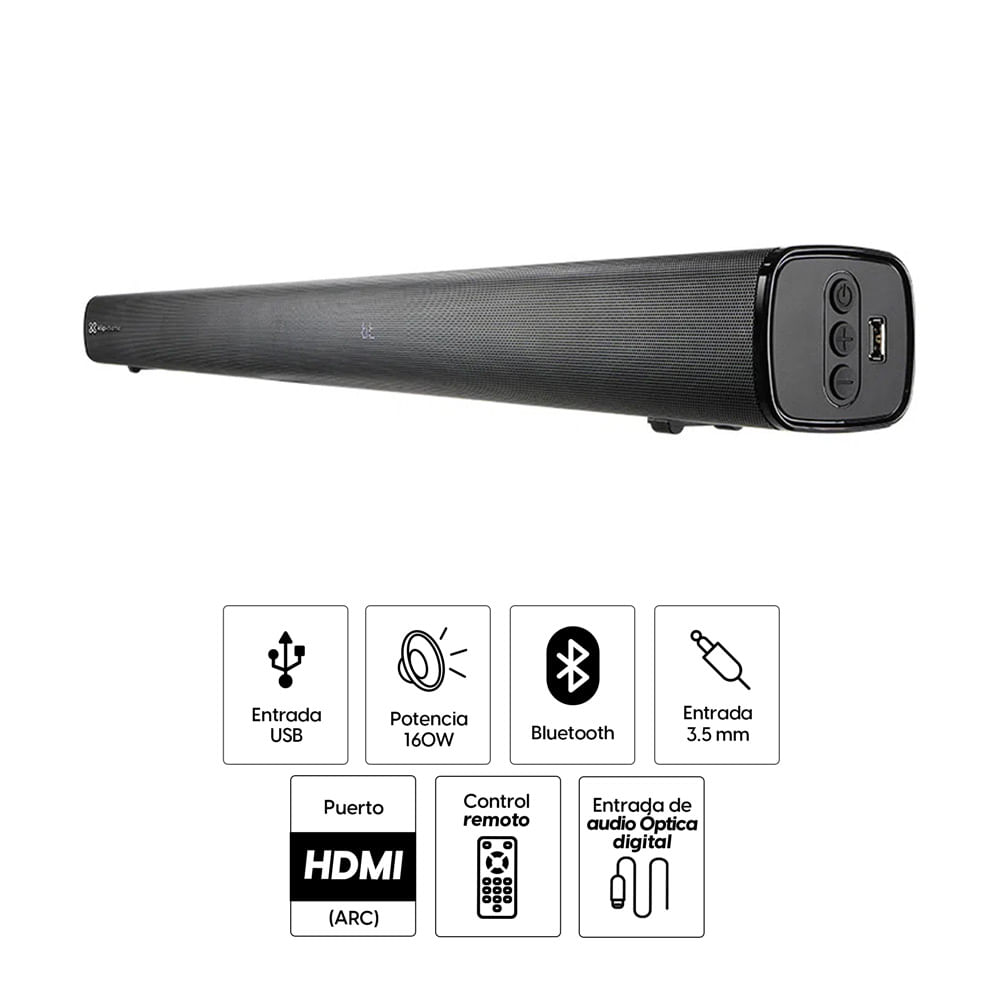 Imagen 2 del producto Barra de sonido Klip Xtreme Tempo KSB-210, 2.1, 160W, bluetooth, USB/HDMI, control remoto , pantalla led, negro