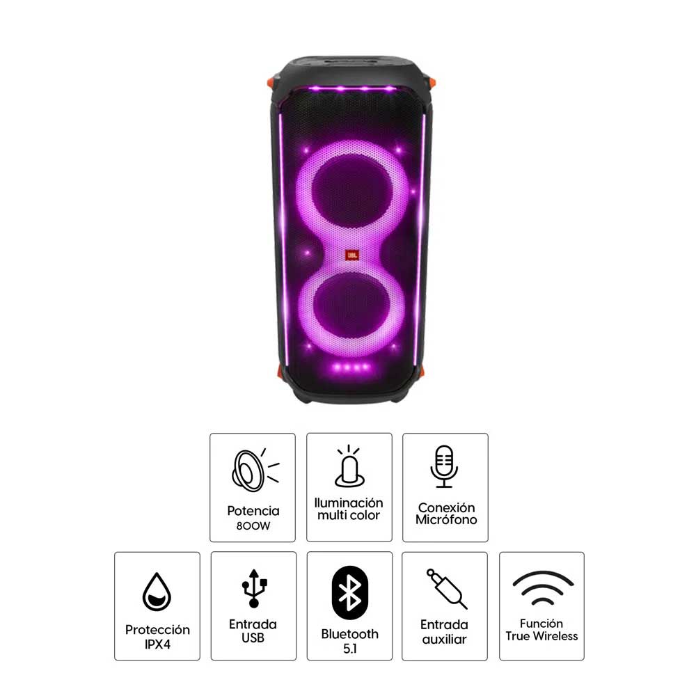 Imagen 2 del producto Parlante bluetooth JBL Partybox 710 potencia 800W RMS, resistente al agua IPX4, negro