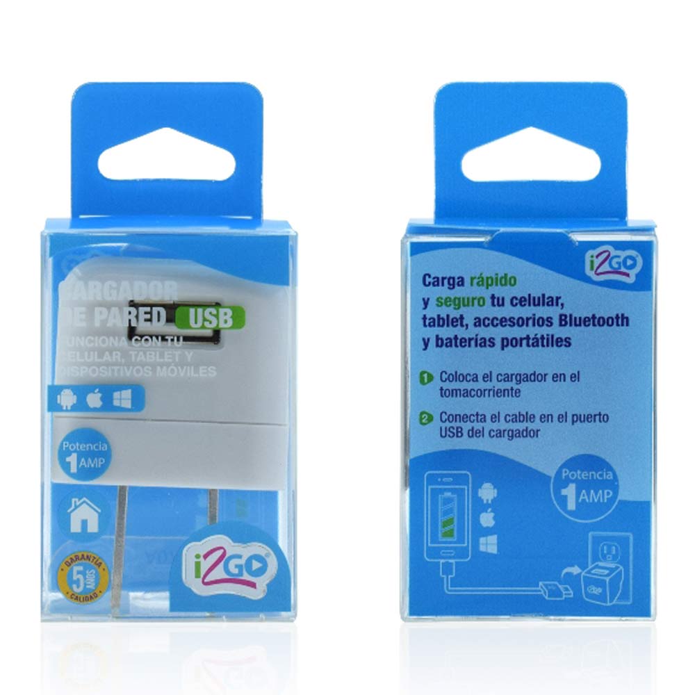 Imagen 2 del producto Cargador de pared i2Go 1 entrada usb, 1.0 A, para iOS y android, blanco