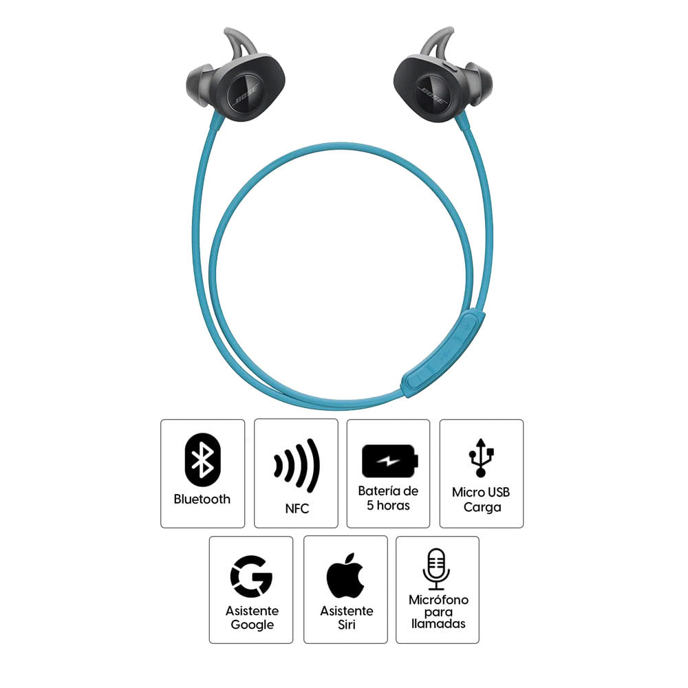 Imagen 2 del producto Audífonos bluetooth In Ear Bose SoundSport Pulse NFC resistente al agua, micrófono incorporado, máx. 5 horas, control de volumen y llamadas, aqua