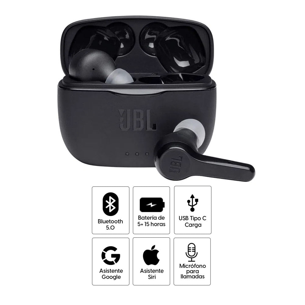 Imagen 2 del producto Audífonos bluetooth True Wireless JBL Tune 215TWS micrófono incorporado, duración máx. 5 horas, negro
