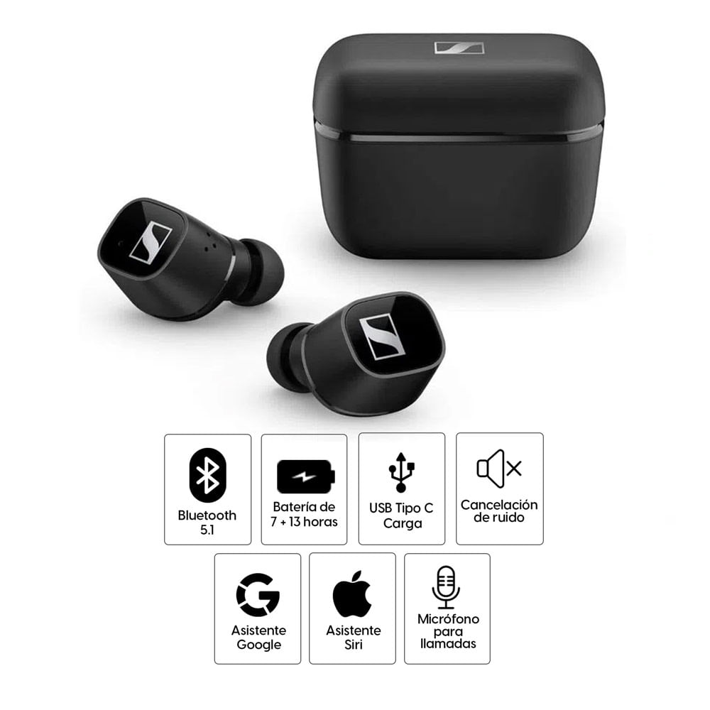 Imagen 2 del producto Audífonos bluetooth True Wireless Sennheiser CX400 cancelación de ruido, duración máx. 20 horas con estuche de carga, negro