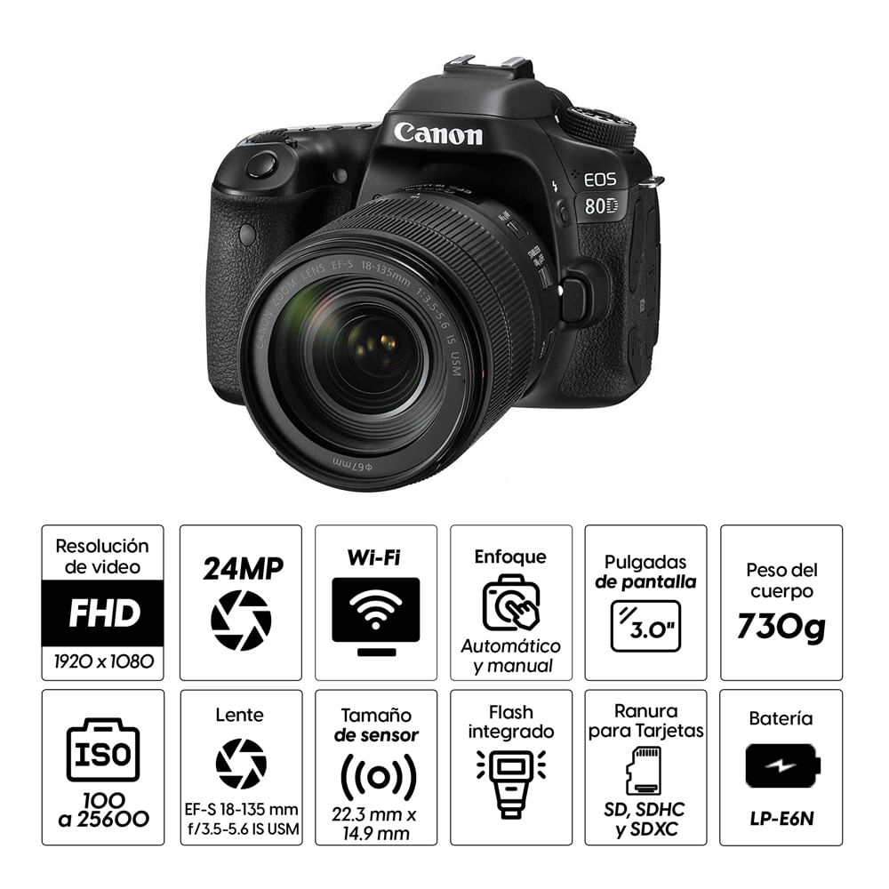 Imagen 2 del producto Cámara Canon EOS 80D EF S18-135MM IS Nano USM