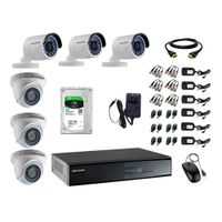 Kit de cámaras de seguridad Hikvision 6 cámaras, 720P HD + DVR + disco duro de 1TB + cable HDMI