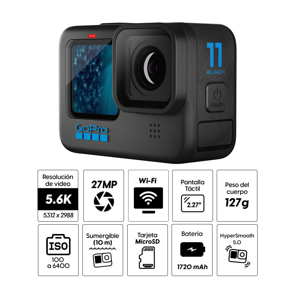 Imagen 2 del producto Cámara de acción GoPro Hero 11 Black 5.3K, 27MP