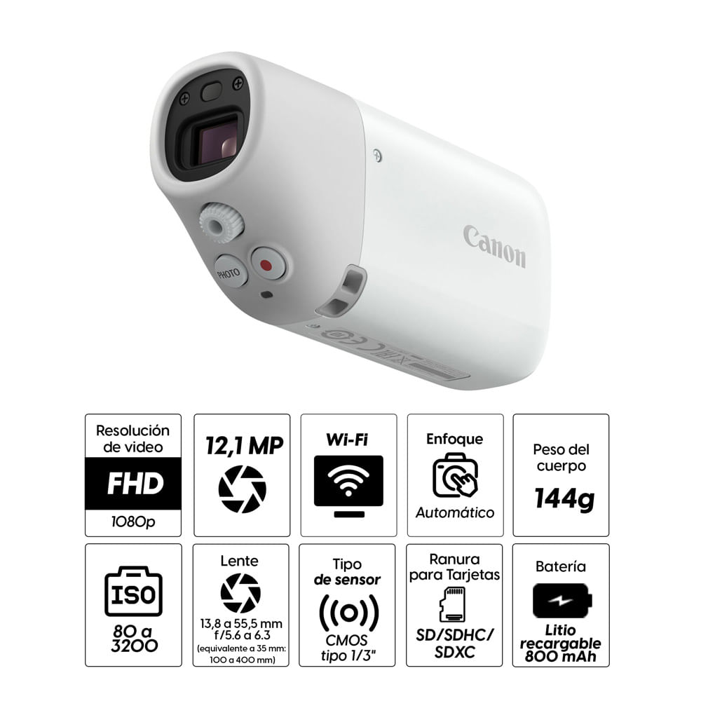 Imagen 2 del producto Cámara monocular Canon PowerShot Zoom 12.1MP, FullHD, zoom óptico 100 a 400 mm, wi-fi y bluetooth
