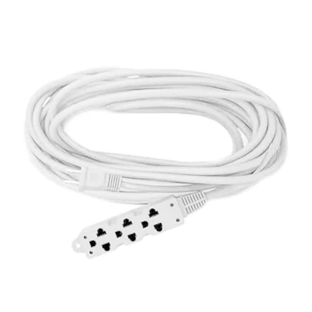 Extensión de cable Coolbox Teraware 10m, 3 tomas, enchufe plano, blanco
