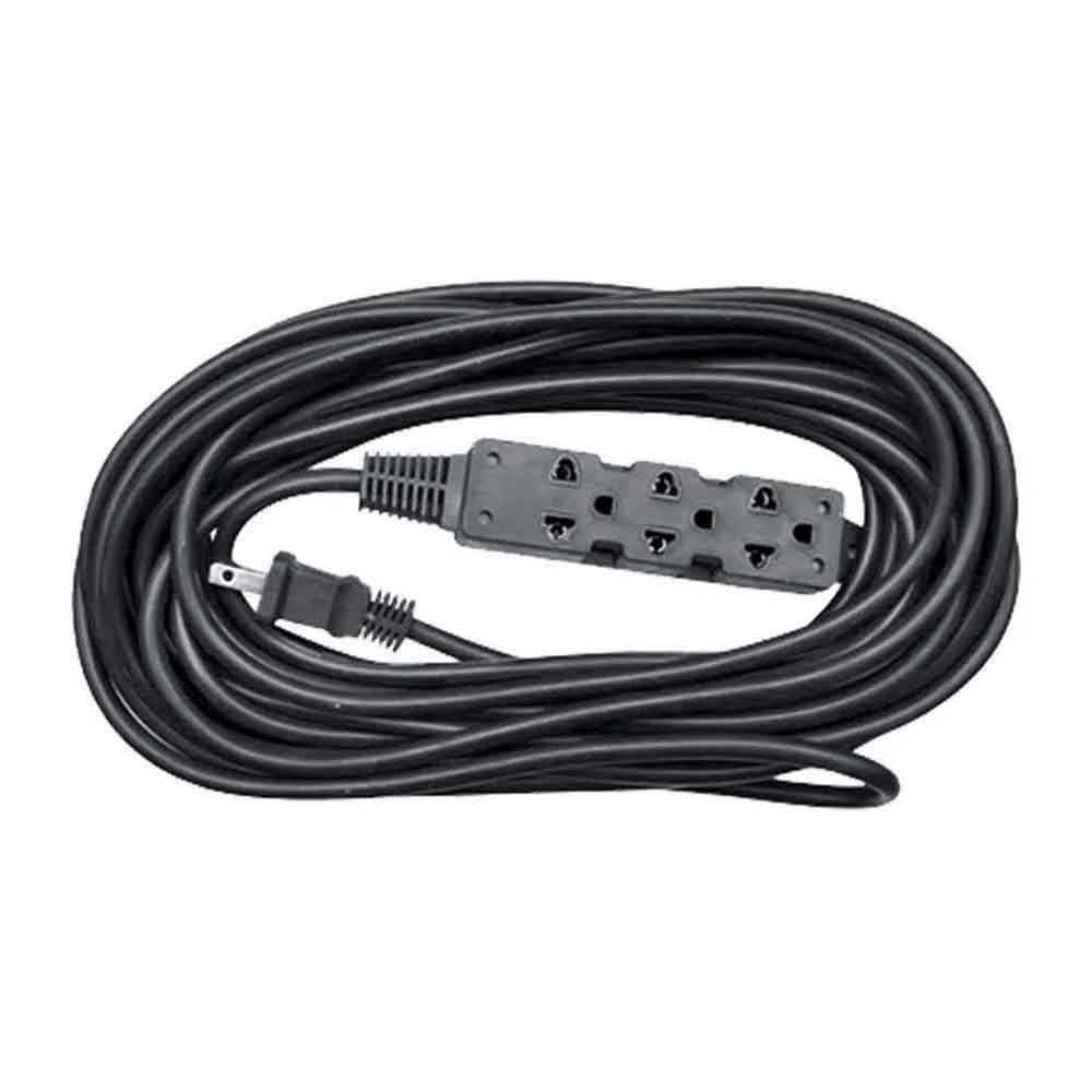 Extensión de cable Coolbox Teraware 5m, 3 tomas, enchufe plano, negro