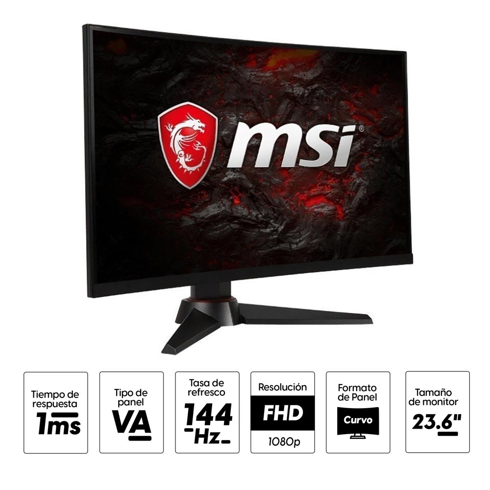 Imagen 2 del producto Monitor curvo gamer 23.6"" MSI Optix MAG24C FHD 1ms 144 Hz FreeSync