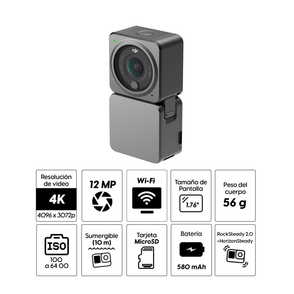 Imagen 2 del producto Cámara DJI Osmo Action 2 Power Combo 4K, 12MP, resistente al agua