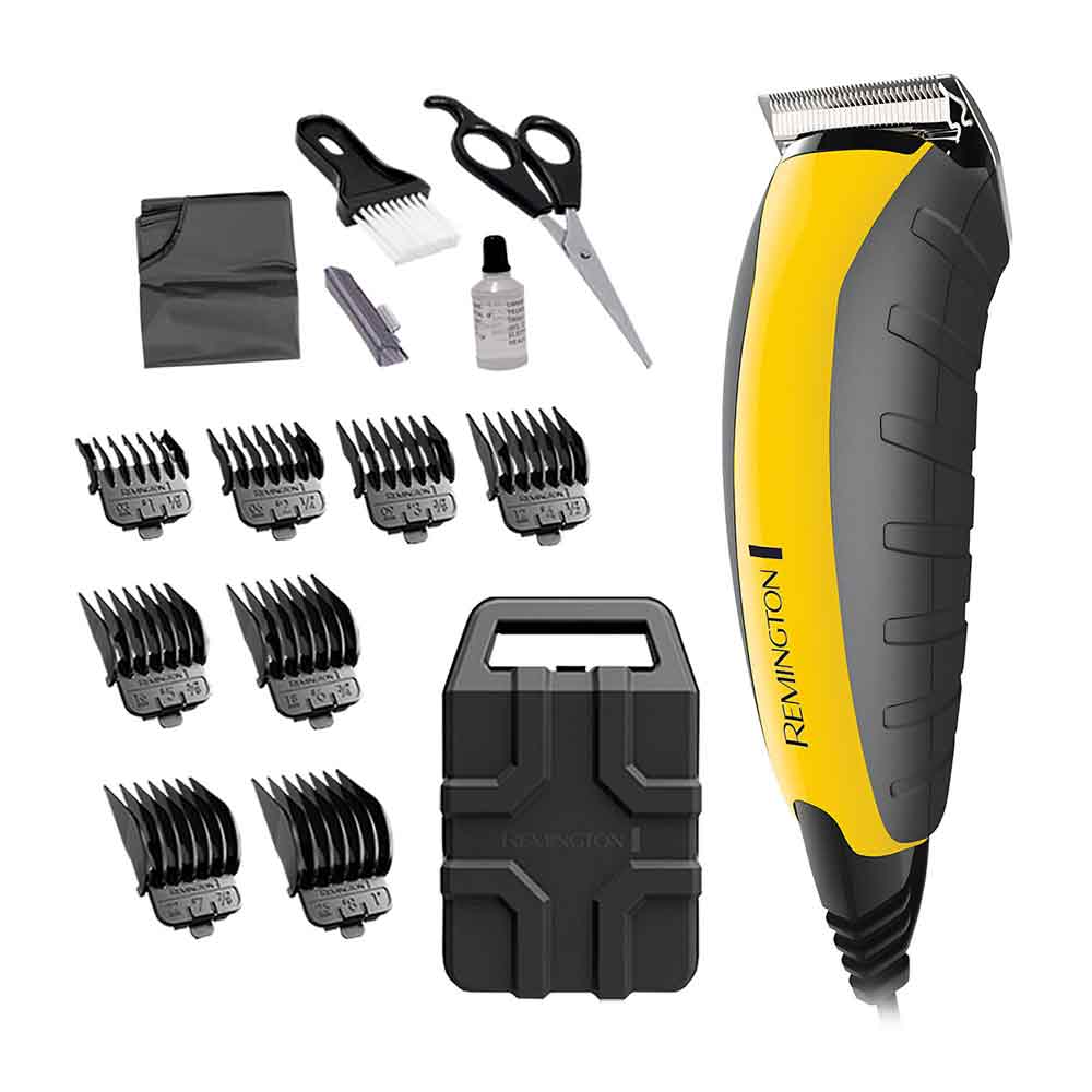 Kit de corte de cabello Remington cuchillas removibles, 15 piezas, amarillo y plomo