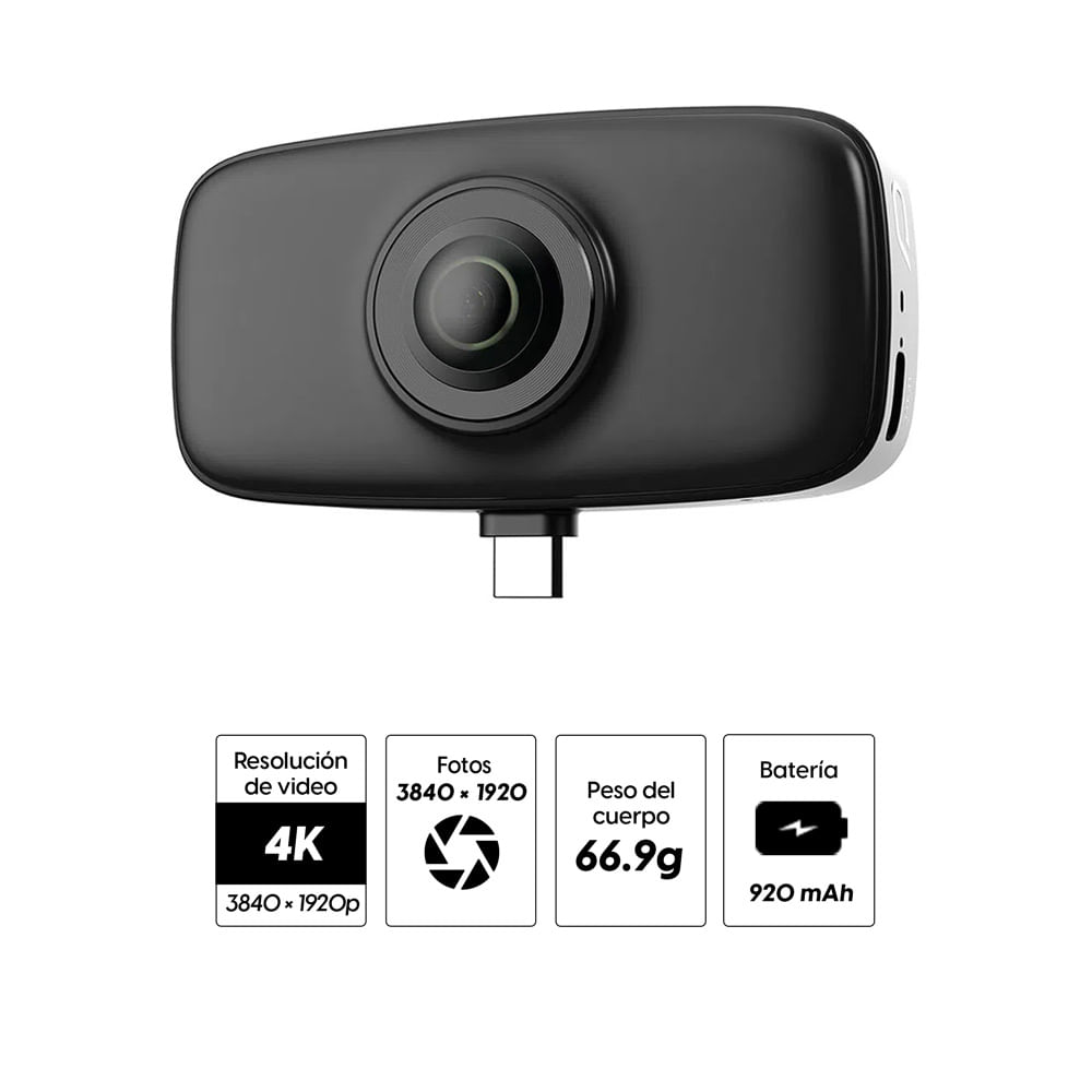 Imagen 2 del producto Cámara Kandao QooCam Fun 360°, con conexión USB-C para transmisión en vivo