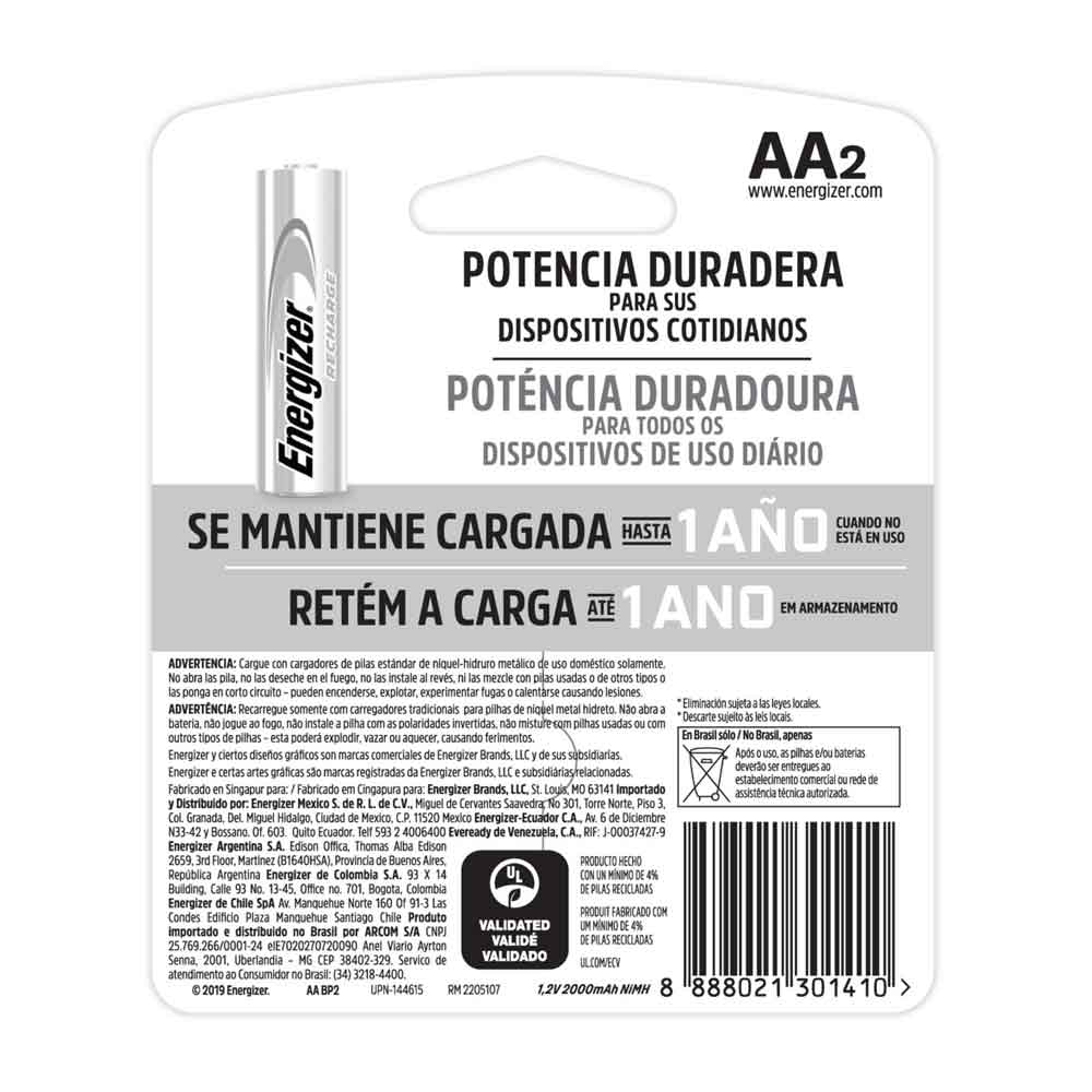 Imagen 2 del producto Pilas recargables Energizer AA x2