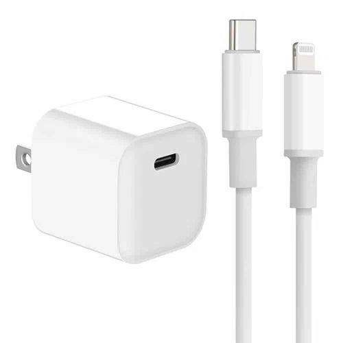 Cargador de pared + cable iBox lightning a tipo-C 20W, MFI, TPE, 1m, blanco