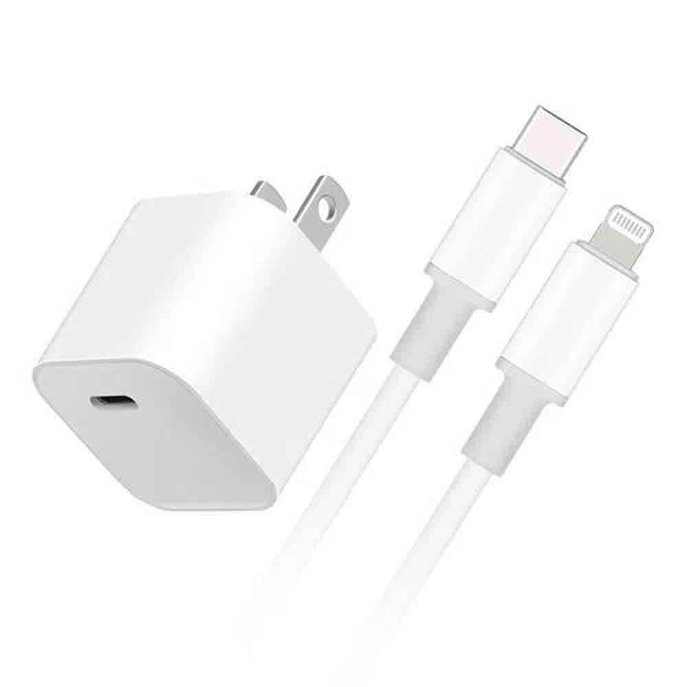 Imagen 2 del producto Cargador de pared + cable iBox lightning a tipo-C 20W, MFI, TPE, 1m, blanco