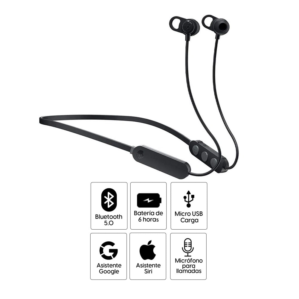 Imagen 2 del producto Audífonos bluetooth in ear Skullcandy Jib+ micrófono incorporado, máx 6 horas, control de música y llamada, negro