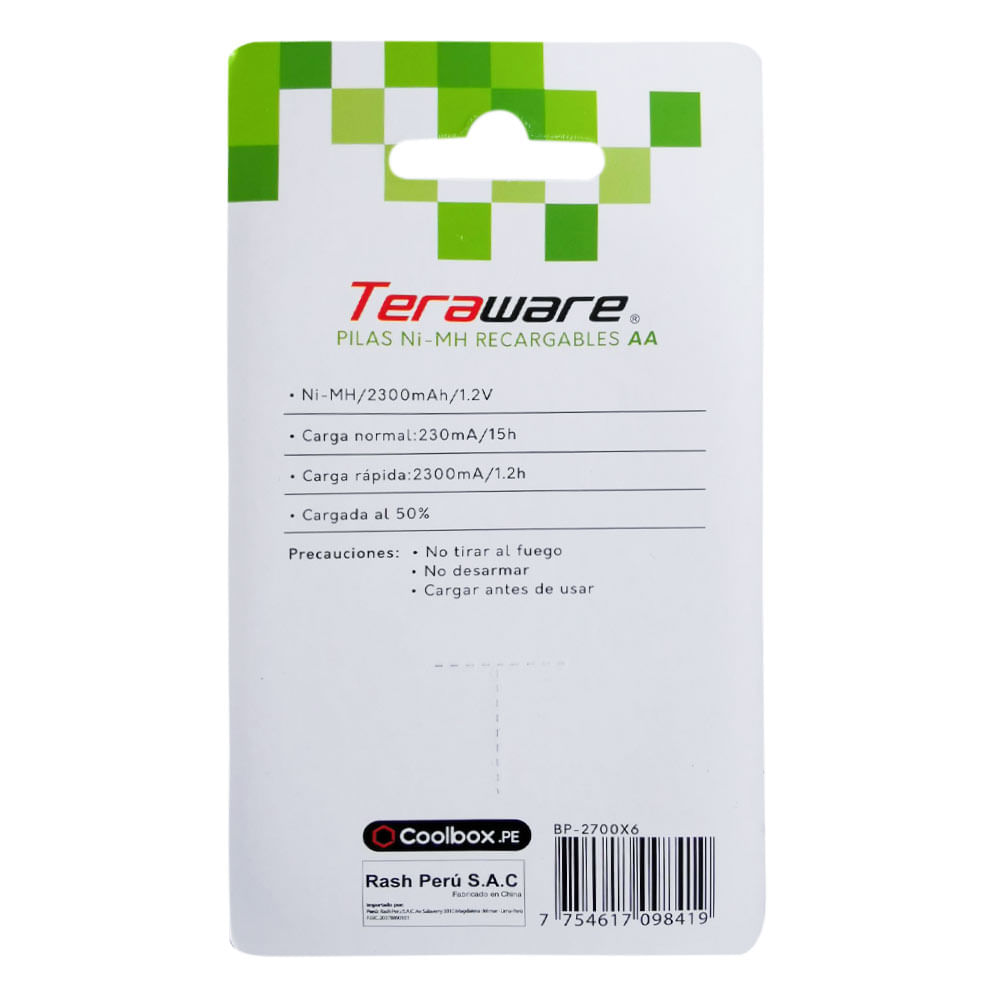 Imagen 2 del producto Pilas recargables Coolbox Teraware AA x6 2300 mAh