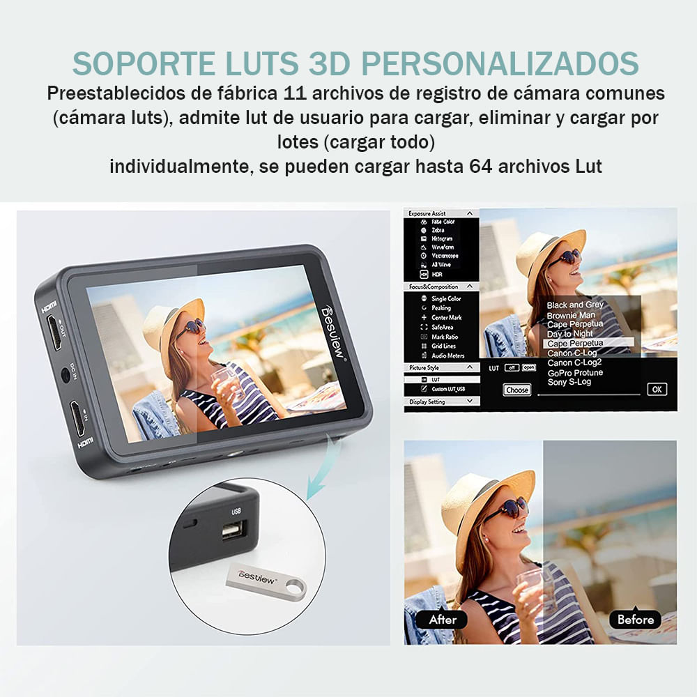 Imagen 2 del producto Monitor de campo Desview R5II, 5.5"", HDR 3D, 4K HDMI, IPS FHD, táctil, LUT personalizado, DSLR, negro