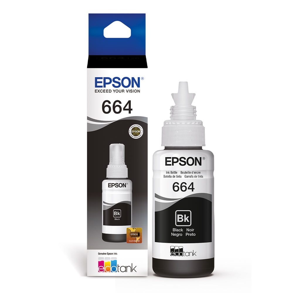 Tinta Epson T664120 negro rinde hasta 4000 páginas