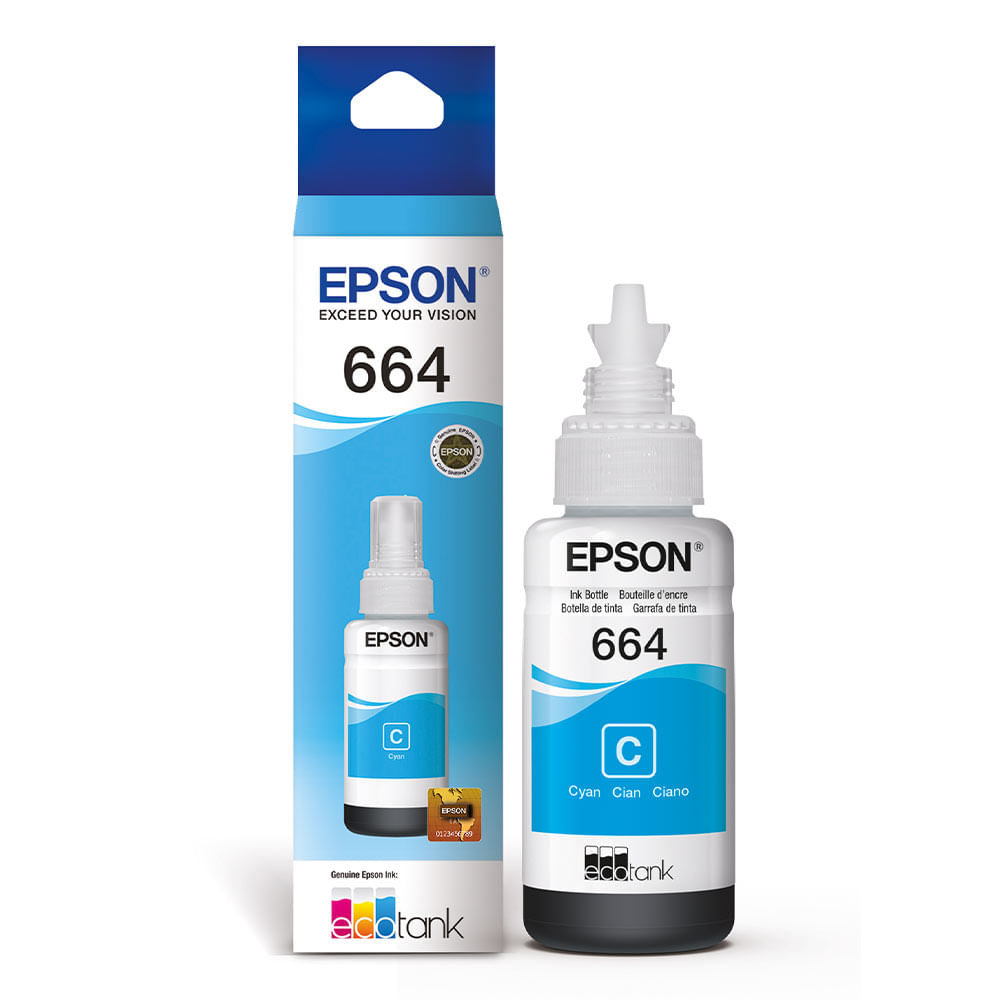 Tinta Epson T664220 cyan rinde hasta 6500 páginas