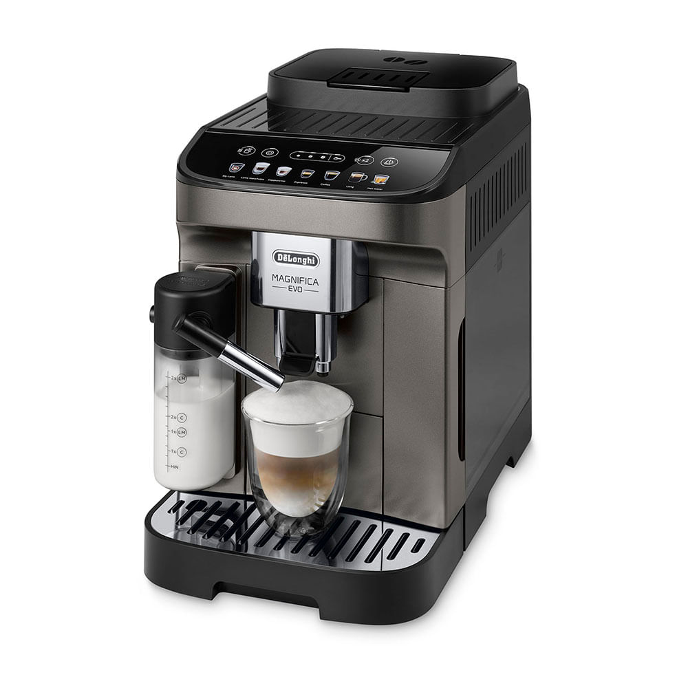 Cafetera superautomática De'Longhi Magnífica Evo Latte 1450w, capacidad 2 tazas, 15 bares, plateado