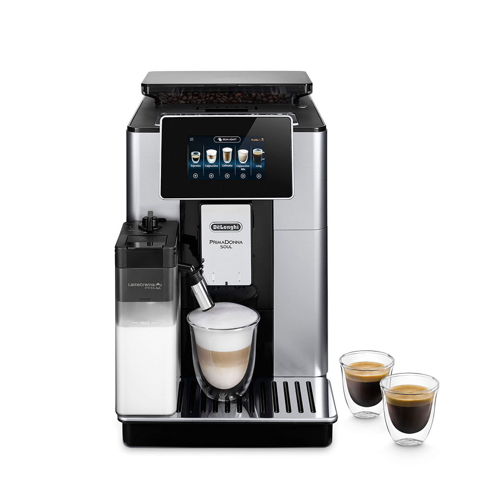 Cafetera superautomática De'Longhi Primadonna Soul 1450w, capacidad 2.2 litros, 19 bares, plateado