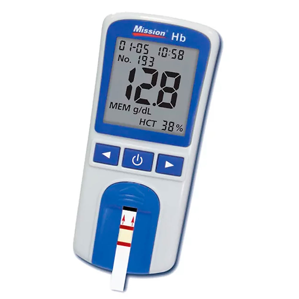 Medidor de Hemoglobina Mission HB, resultados en 15 segundos, pantalla LCD, azul