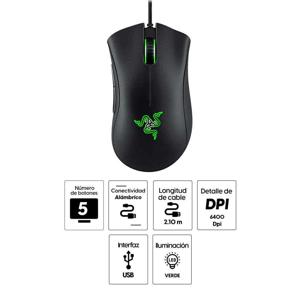 Imagen 2 del producto Mouse gamer Razer Deathadder Essential, usb, 5 botones, 6400 dpi