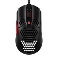Mouse gamer alámbrico Hyperx Pulsefire Haste, usb, 16000 dpi, 6 botones, luces RGB, negro con rojo