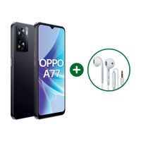 Celular Oppo A77 128GB, 4GB RAM, cámara principal 50 + 2MP, frontal 8MP, 6.56"", negro + audífonos HM1351 blanco