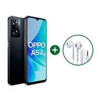 Celular Oppo A57 128GB, 4GB RAM, cámara principal 13 + 2MP, frontal 8MP, 6.56"", negro + audífonos HM1351 blanco