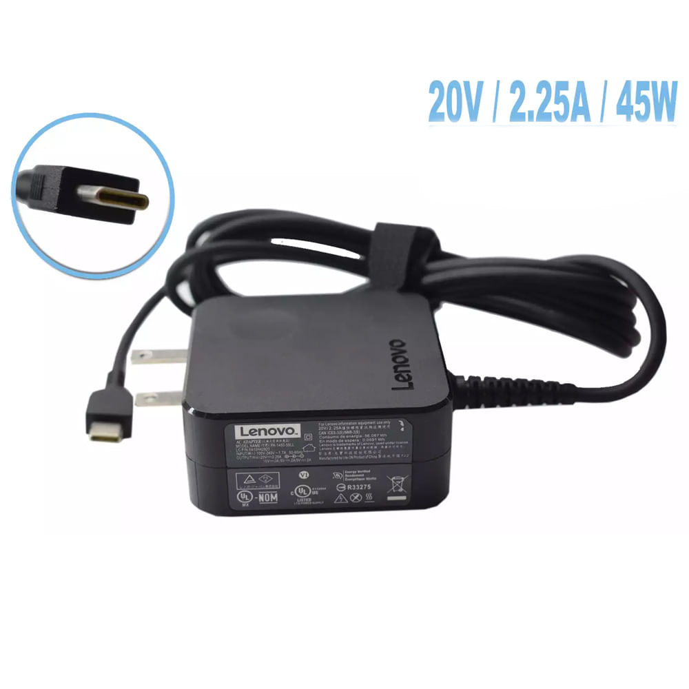 Cargador Genérico compatible con laptop Lenovo 20V 2.25A tipo C 45w