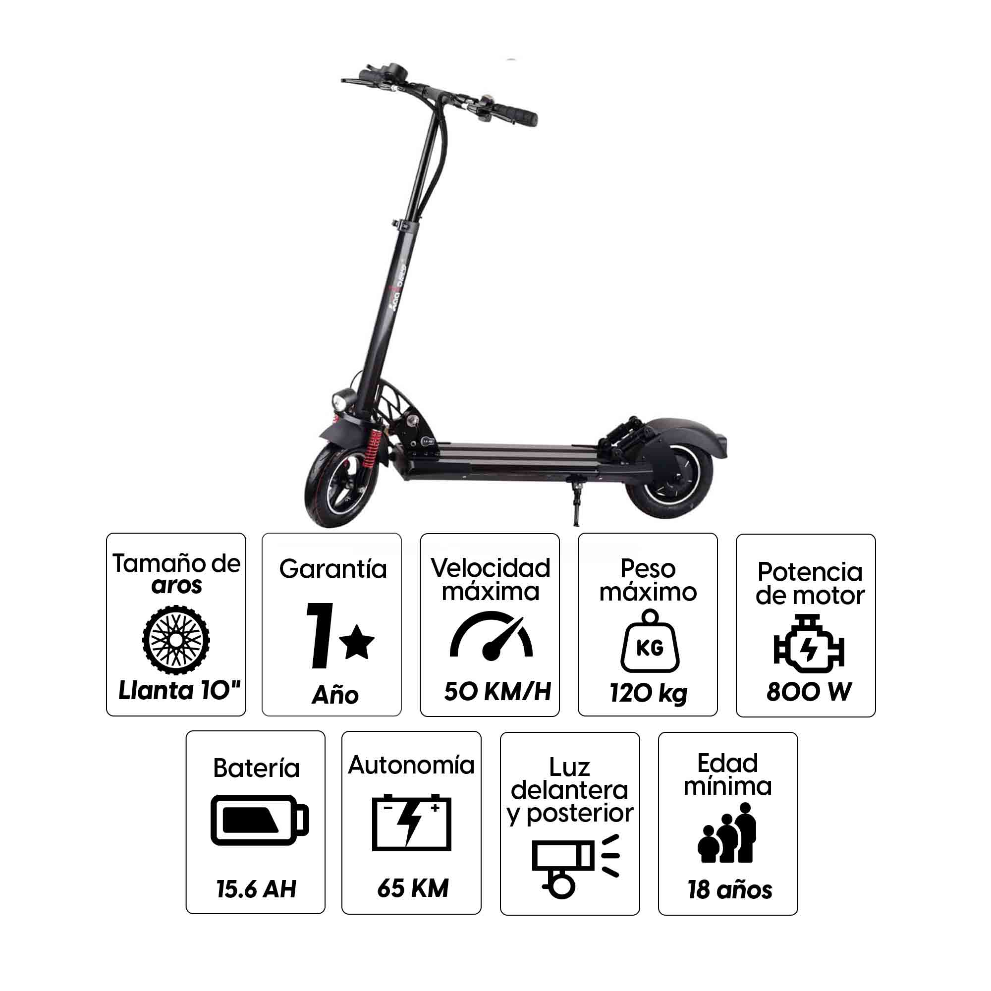 Imagen 2 del producto Scooter eléctrico Kaabo Skywalker 10H 10"", autonomía hasta 65 km, vel.  50 km/h, 800W, sistema de llave
