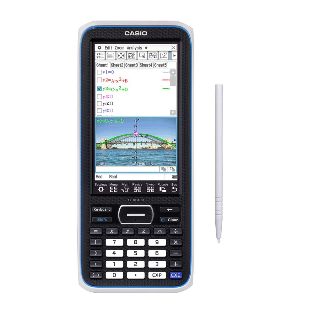 Calculadora graficadora 3D Casio FX-CP400-DH 13 dígitos, funciona a pila, negro