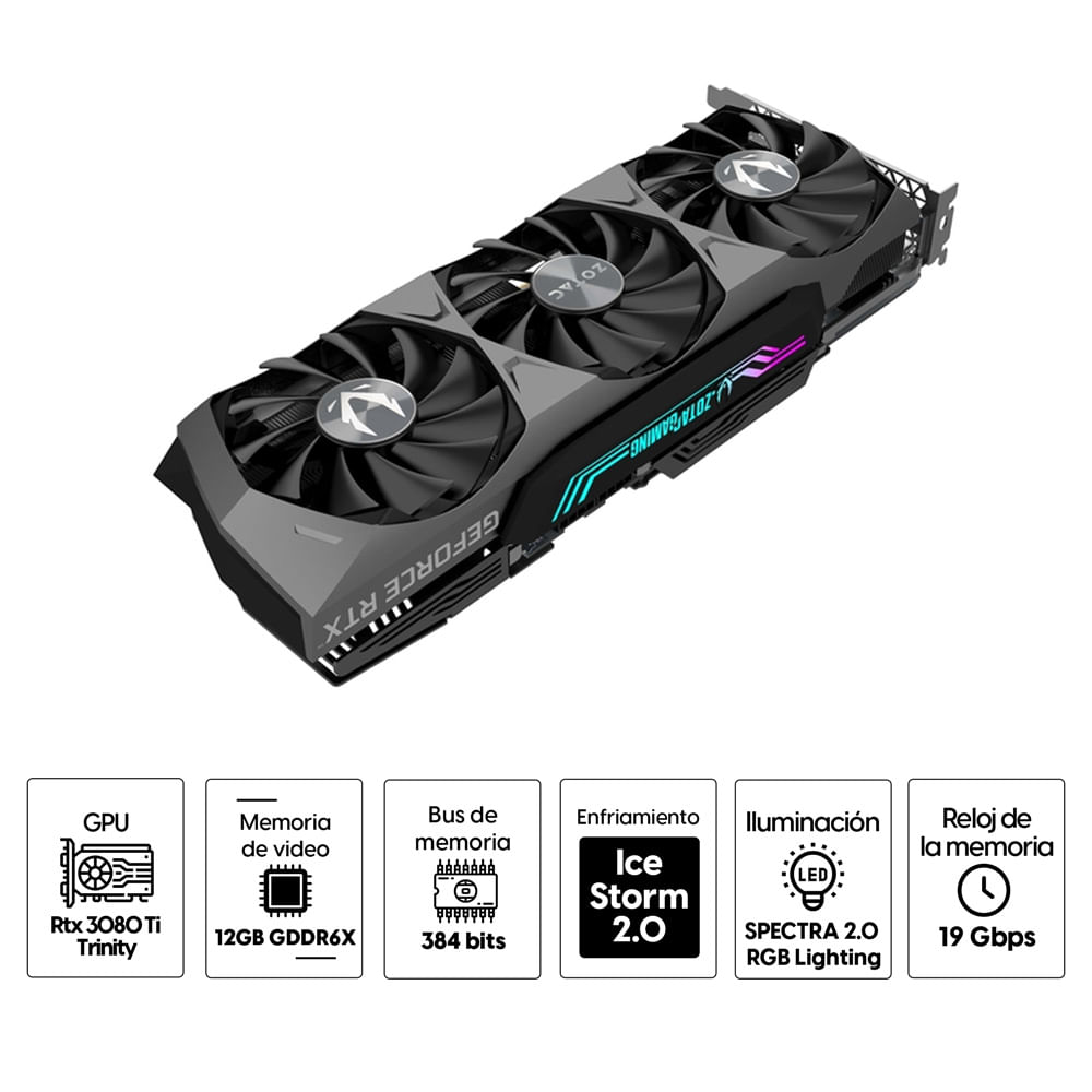 Imagen 2 del producto Tarjeta de vídeo Zotac GeForce RTX 3080 TI Trinity 12GB GDDR6X, 384 bits