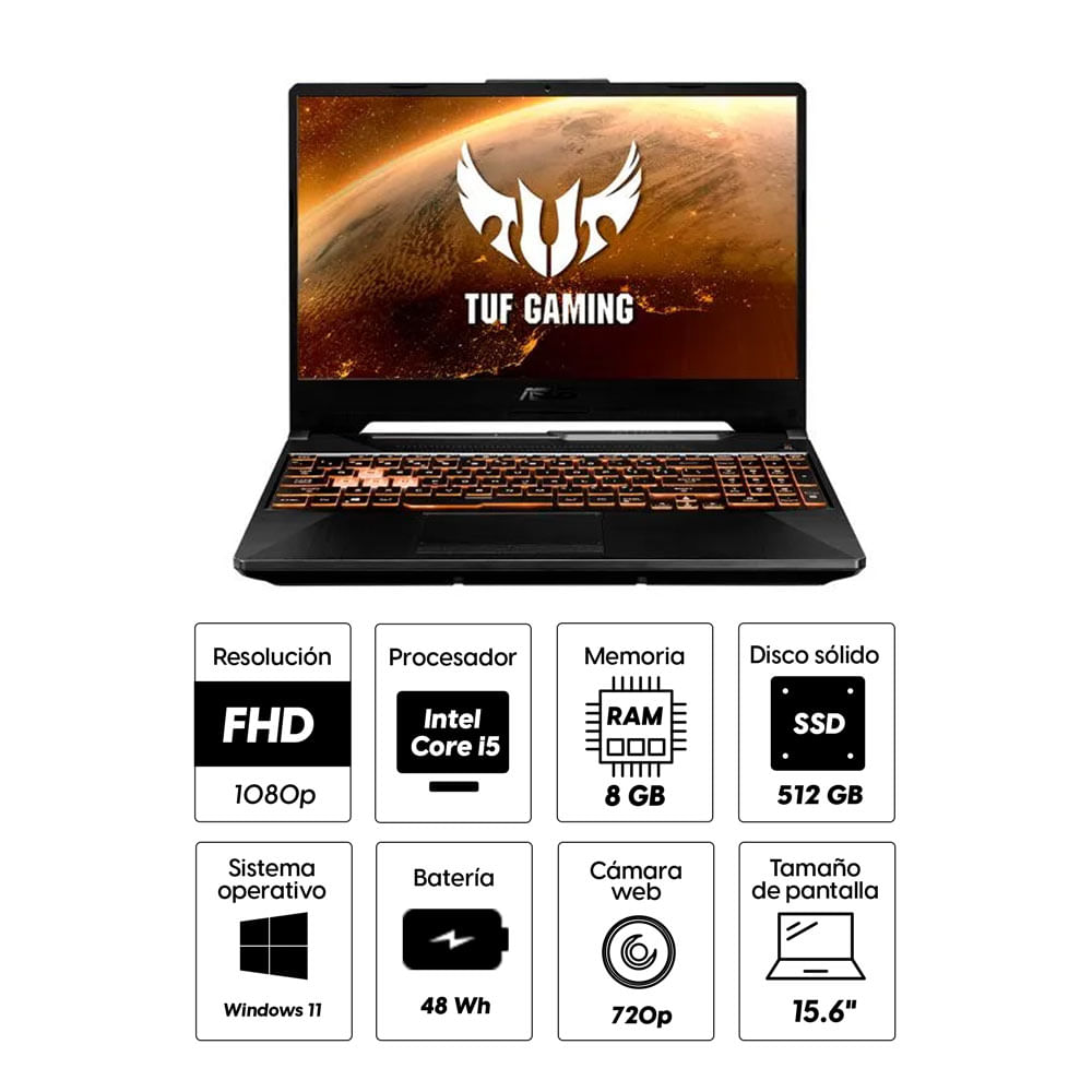 Imagen 2 del producto Laptop Asus FX506LHB-HN323W 15.6"" Intel Core i5-10300H, 512GB SSD, 8GB RAM, Win11, negro